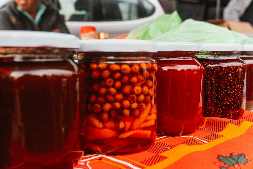 Colorful street market in Valparaiso with vendors and local life